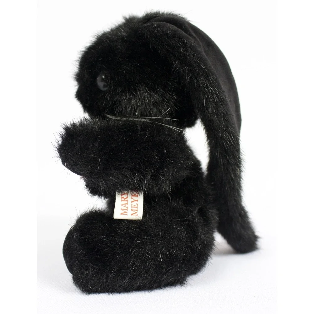 Vintage 1991 Mary‎ Meyer Jointed Black Bunny Rabbit Blue Eyes Pink Bow w Tags 7
